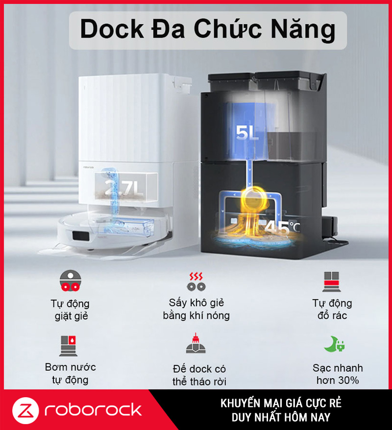 Roborock Q Revo 5AE: Robot hút bụi 12.000Pa, chổi chống rối cực chất