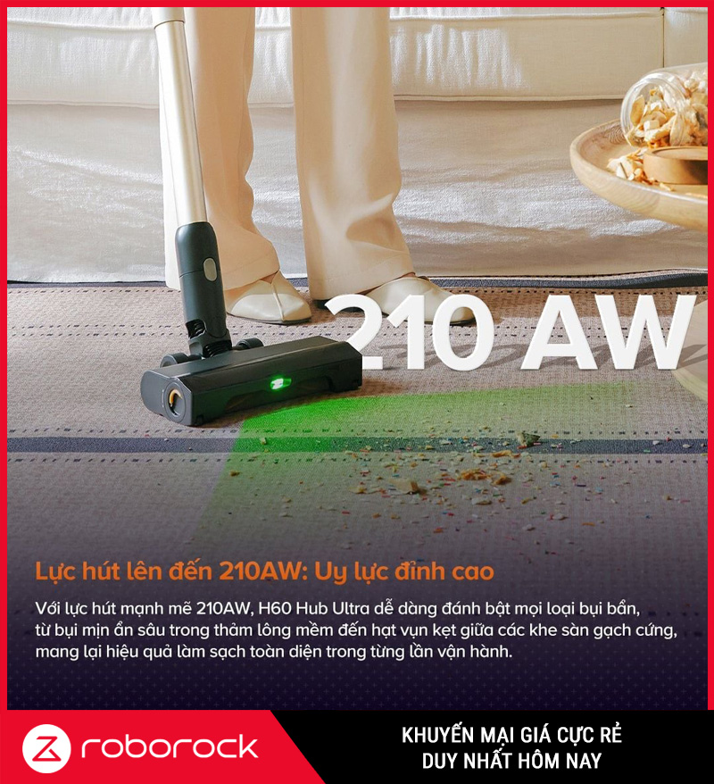 Roborock H60 Hub Ultra - Máy Hút Bụi Lau Nhà Cầm Tay