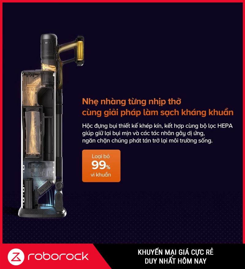 Roborock H60 Hub Ultra - Máy Hút Bụi Lau Nhà Cầm Tay