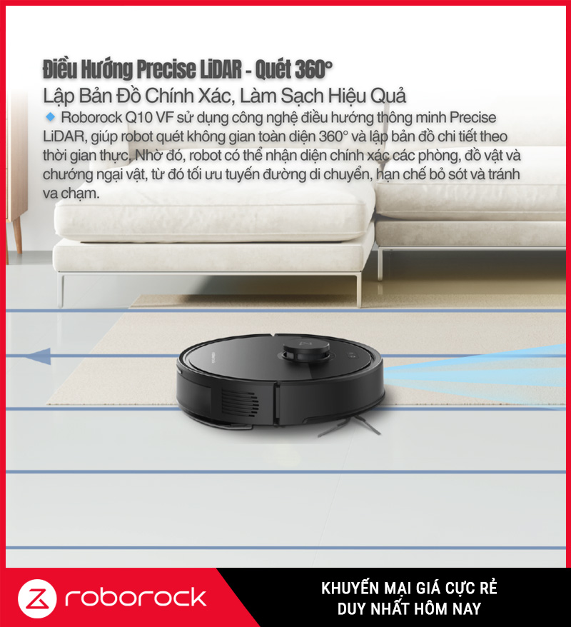Robot Hút Bụi Lau Nhà Roborock Q10 VF Plus (+) Chính Hãng