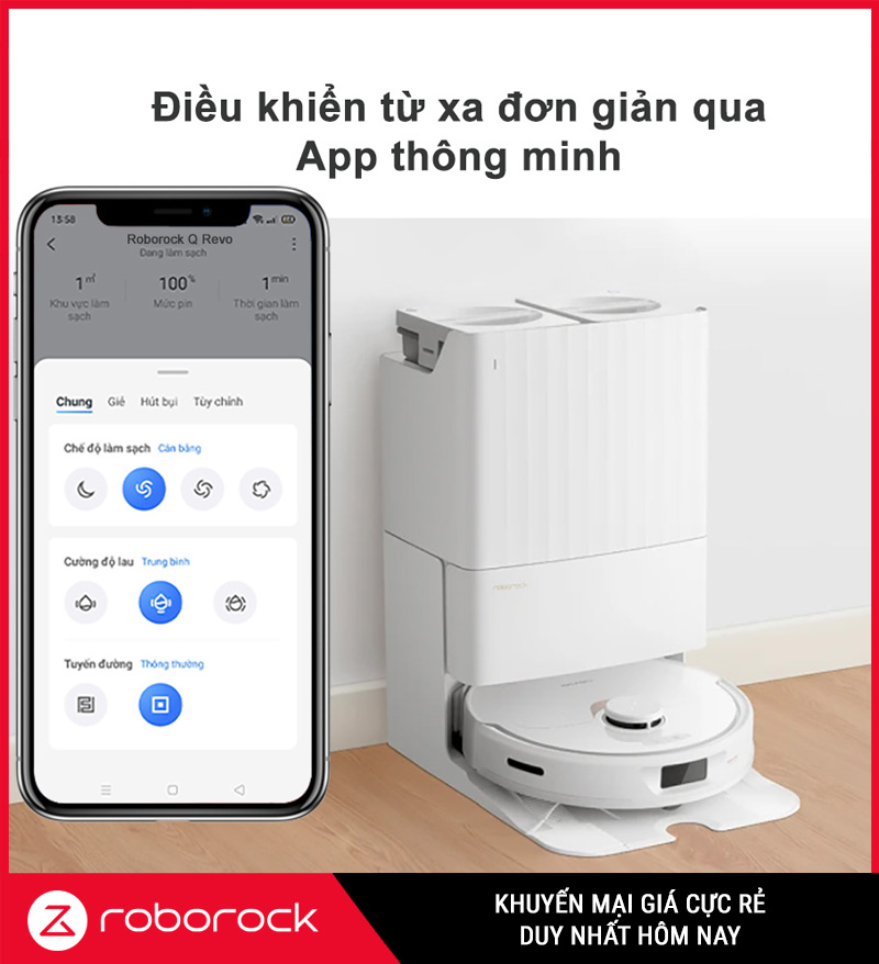Robot Hút Bụi Lau Nhà Roborock Q Revo 5AE